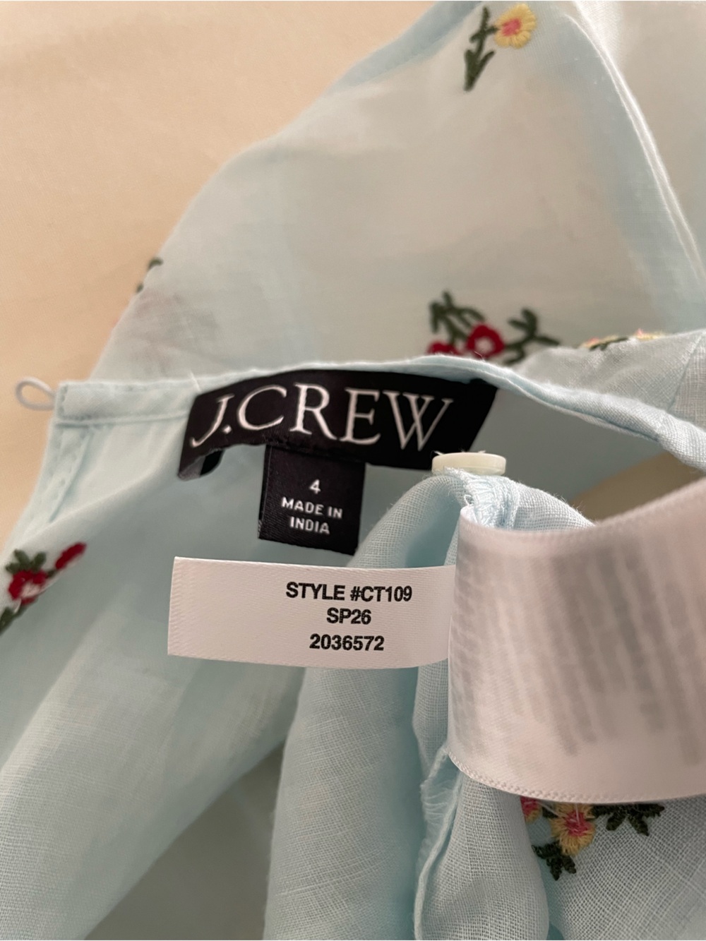 J. Crew Pintuck shell top in ramie with embroidered florals - Picture 5 of 6